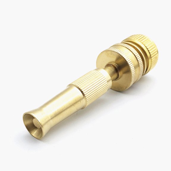 1 Pc Heavy-Duty Brass Hose Nozzle, Adjustable Twist Hose Nozzle, Jet Sweeper Nozzle, Garden Sprayer Garden Hose Nozzle High Pressure Water Hose Nozzle Sprayer Head, 1.19x4.19 Inch, Gold