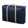 thumbnail image 1 of 1 Pc Heavy Duty Moving Storage Bag, Extra Large Packing Tote with Zipper Reinforced Handles, 48x32x23cm, Navy Blue, 1 of 7