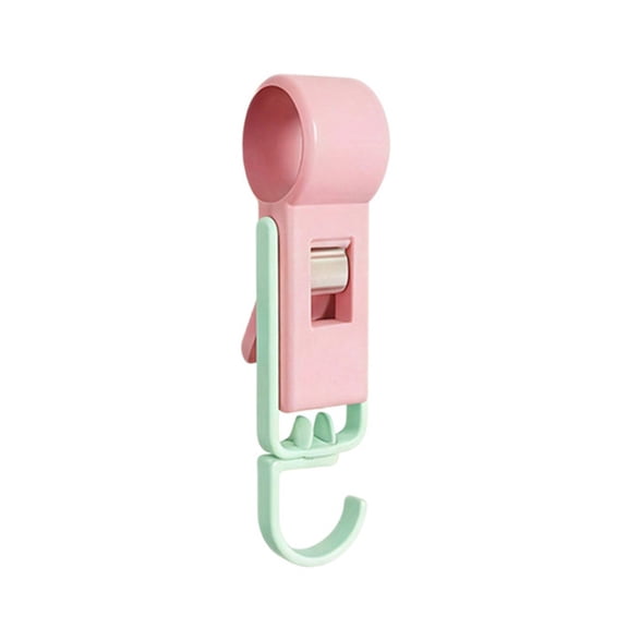 1 Pc Hook Clips Hanger Buckle, Multi-Function Pink 2 Way Movable Clamp Hook, Durable Plastic Towel Hanger Clip for Kitchen Bathroom Closet Laundry, 0.79x0.98x3.94 inch