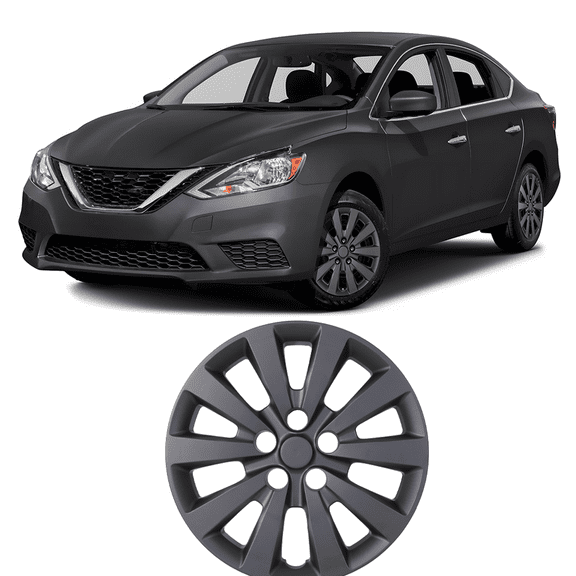 1 Pc Hubcap for 2013-2019 Nissan Sentra,16" Wheel Rim Cover Replacement 2011-2017 Nissan Leaf,Compatible with Steel Wheels,Snap on Car Truck SUV Hubcap,PP,Black Matte