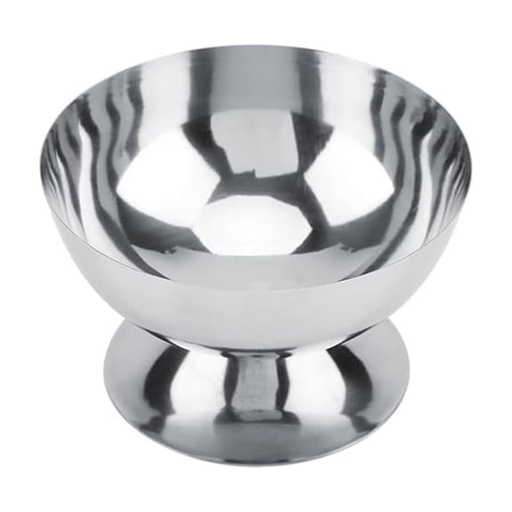 1 Pc Ice Cream Cup, Stainless Steel Reusable Serving Dessert Bowls, Mini Round Footed Yogurt Snack Candy Cups for Salad, Fruit, Pudding, Christmas, 4x2.4 Inch