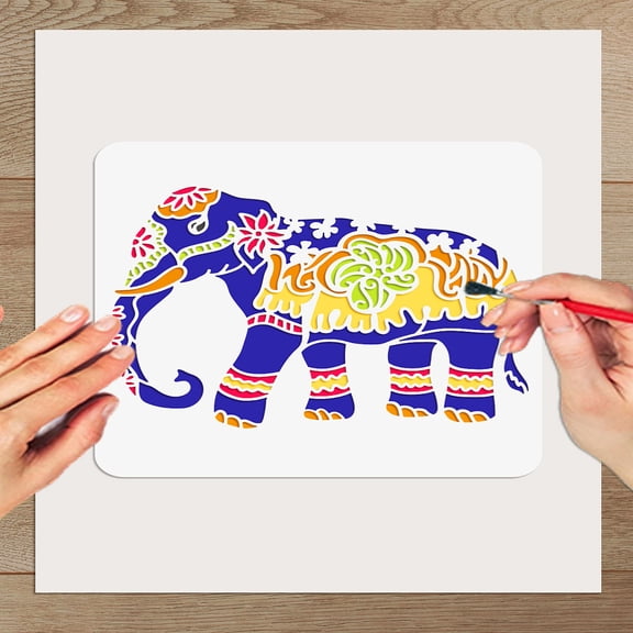 1 Pc Indian Pattern Elephant Mandala Stencil PET Hollow Out Drawing Painting Stencils