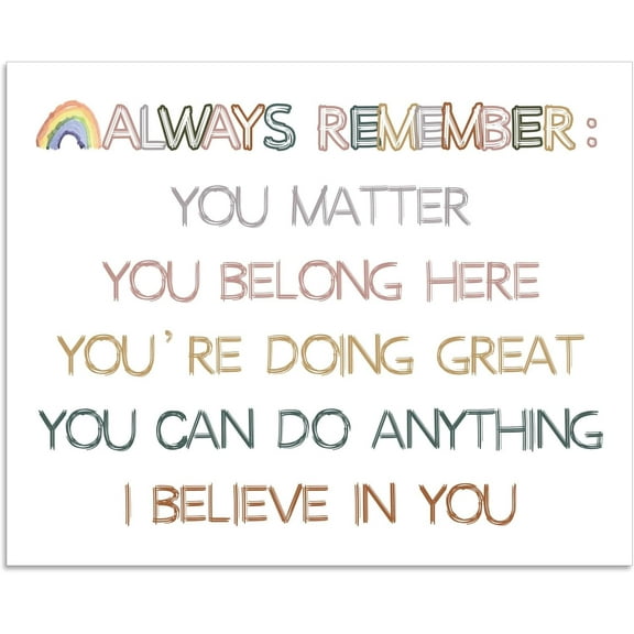 1 Pc Inspirational Quote Poster Paper Colorful Always Remember Wall Art Unframed Positive Quotes Art Print with Rainbow
