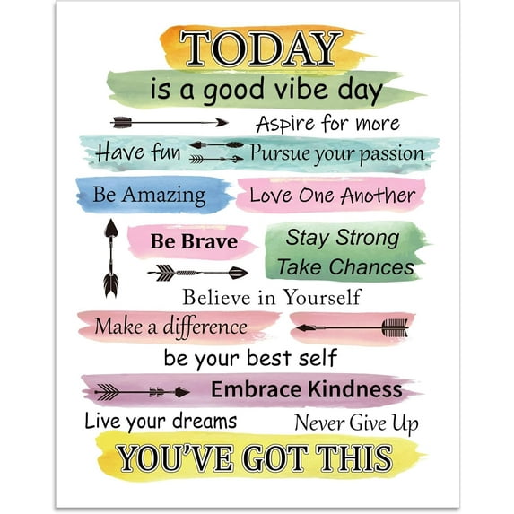 1 Pc Inspirational Quote Poster Paper Colorful Today Is a Good Vibe Day Wall Art Unframed Positive Art Print Motivational Wall Decor for Home Classroom Office Dorm 35x28cm DIY