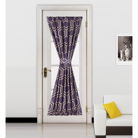 &Nbsp;Ella Taupe -White 2 Tone Color 1Pc French Door 55"W X 72"L Foam Backing Insulated Thermal Blackout Rod Pocket Curtain Panel With Matching 1 Tieback