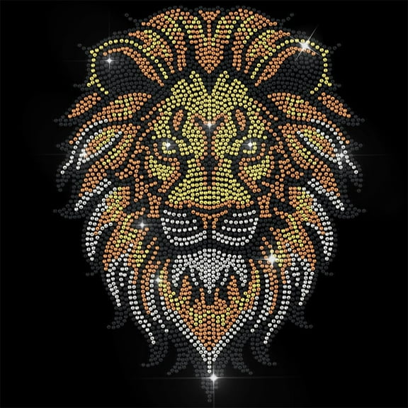 1 Pc Iron on Rhinestones Transfer Lion Hot Fix Iron on Patch Transfer Decals Crystal Heat Transfer Clothing Repair Decoration for Clothes Jacket Jeans Backpacks Bags