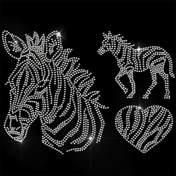 1 Pc Iron on Rhinestones Transfer Zebra Hot Fix Iron on Patch Transfer Decals Crystal Heat Transfer Clothing Repair Decor for Clothing Vest Hat Bag Jacket