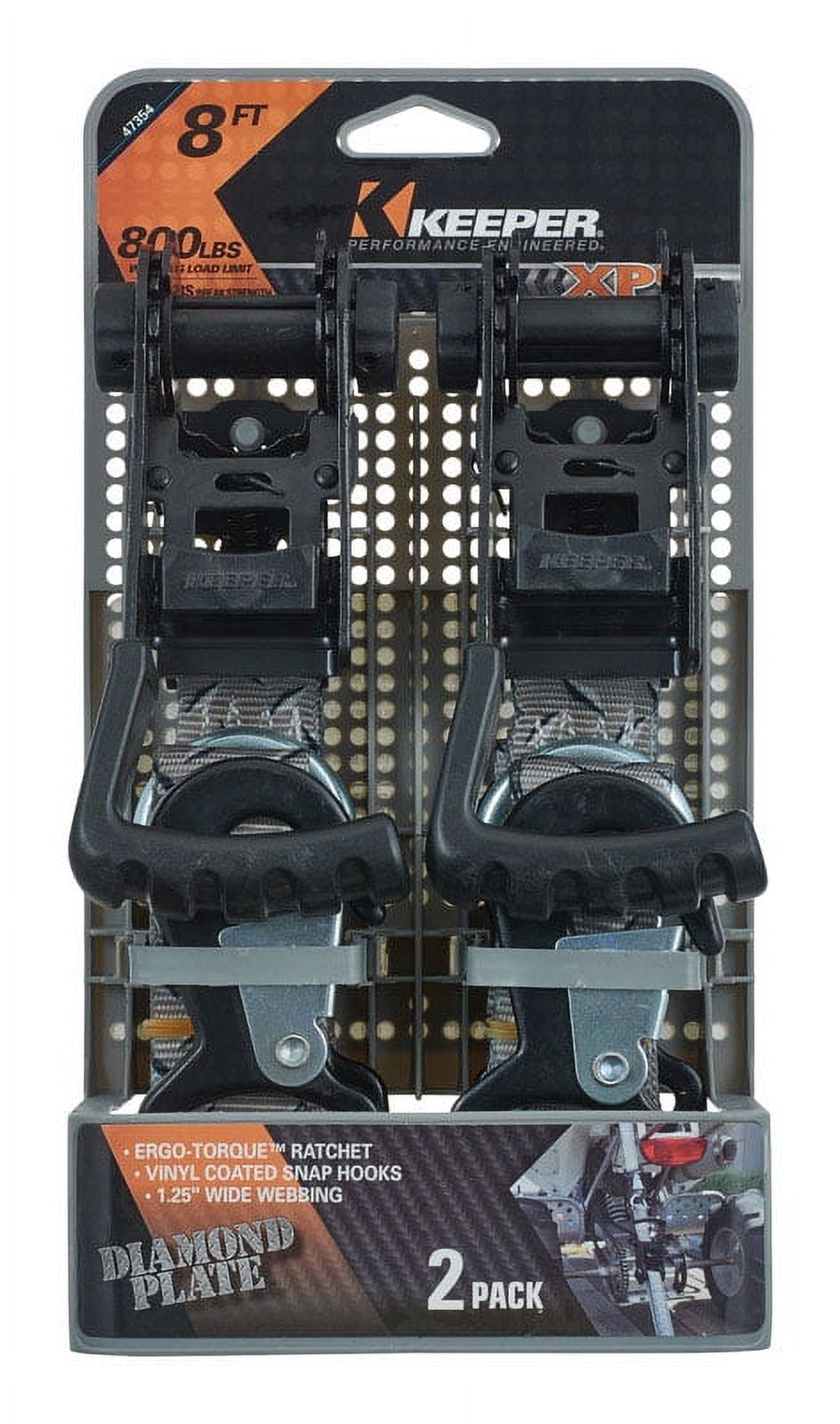 1 Pc, Keeper Ergo-Torque 1.25 In. W X 8 Ft. L Gray Ratchet Tie Down ...