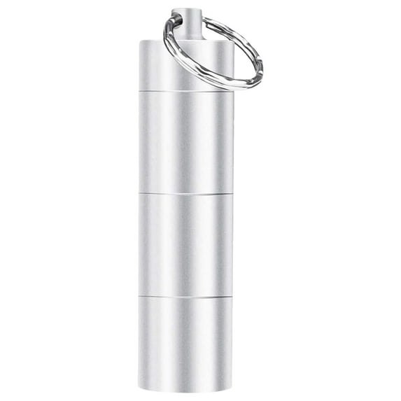 1 Pc Keychain Pill Holder, 3 Compartments Metal Small Pill Case, Waterproof Portable Travel Pill Box, Pill Container for Purse 3.39x0.86 Inch, Silver