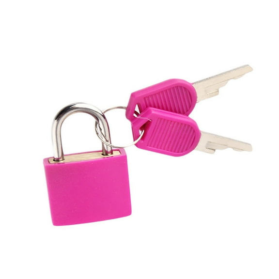 1 Pc Keyed Padlock Suitcase Locks with 2 Keys Protect Your Belongings Mini Padlocks Colorful Durable Locks Anti Rust Outdoor Lock for Suitcases Backpacks Cabinet Laptop Bags, 0.91"x1.18", Pink