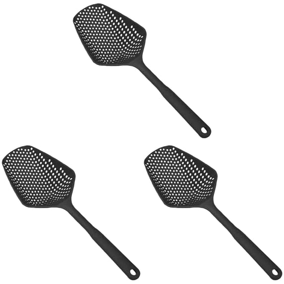 1 Pc Kitchen Ladle Strainer Strainer Scoop Slotted Pasta Spoon Plastic Skimmer Spoon Colander with Handle Food Drain Shovel for Kitchen Cooking, 13.39 Inch, Black