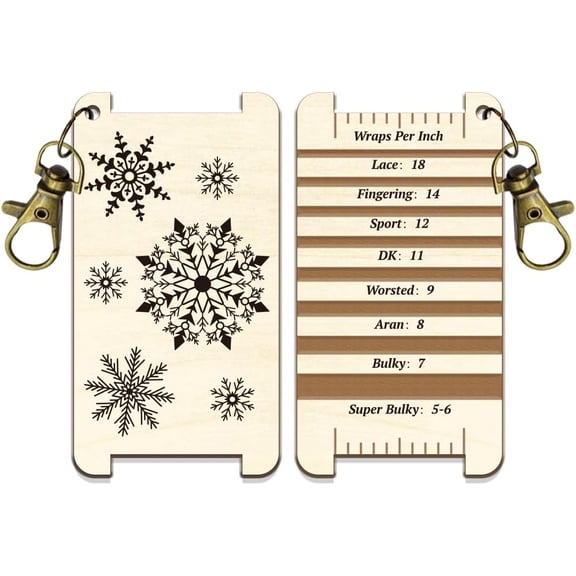 1 Pc Knitting Needle Gauge Multifunctional Wood Spinning Control Card Different Snowflake Patterns WPI Guide Gauge Rulers for Spinners Yarn Measuring Tools Crochet Accessories DIY