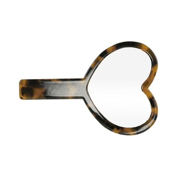 1 Pc Lady Heart Shape Handheld Mirror for Business Travel Vacation Deep Brown Acetate Aluminum Mirror