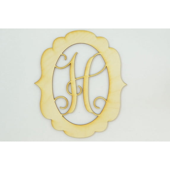 1 Pc, Large 15.5" X 17.5" X 1/4 Inch Thick Framed Monogram w/Vine Font Letter H For Party & Home Decor