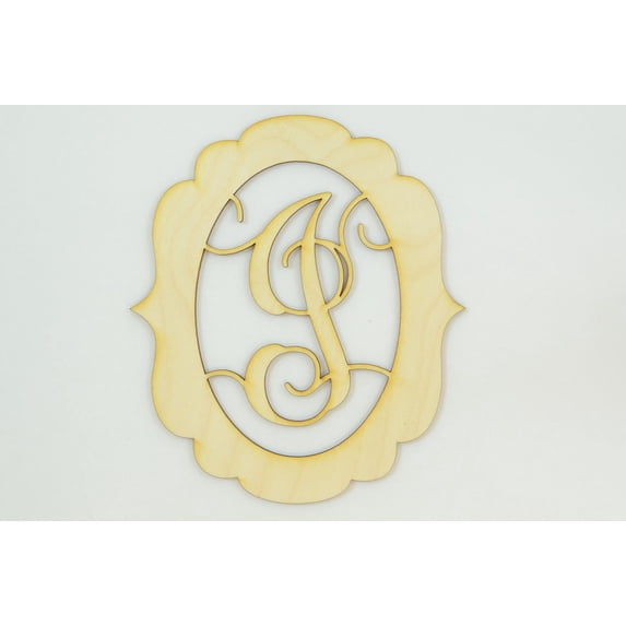1 Pc, Large 15.5" X 17.5" X 1/4 Inch Thick Framed Monogram w/Vine Font Letter I For Party & Home Decor