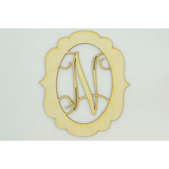 1 Pc, Large 15.5" X 17.5" X 1/8 Inch Thick Framed Monogram w/Vine Font Letter N For Party & Home Decor