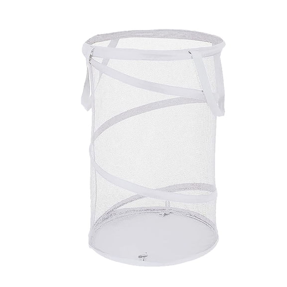 1 Pc Large Collapsible Laundry Basket Foldable Mesh Pop Up Hamper with Handles for Laundry Room, Bathroom, Kids Room, College Dorm, Travel, Storage Organizer Black, 14.17x22.83 Inch, White
