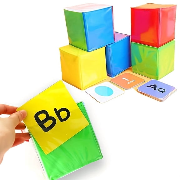 HOOJOJO Large Diy Flash Card Insert Cube, 6-Sided Educational Learning Toy for Preschool Classroom & Home, Ages 3+
