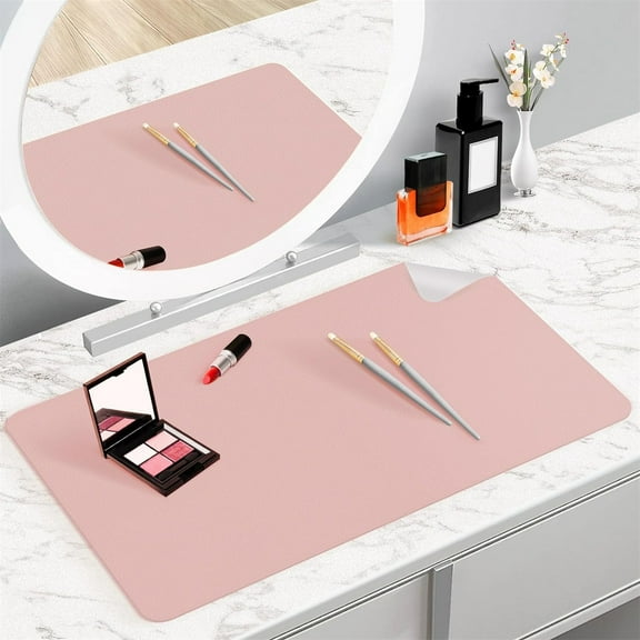 1 Pc Large Desk Mat,Office Desk Protector Mat,Makeup Mat for Vanity Top Protector,Easy-To-Clean Dresser Pad,Waterproof and Oil-Proof Computer Mouse Pad (Pink)