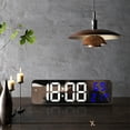 thumbnail image 1 of 1 Pc Large LED Digital Wall Clock — 9.4in x 3.1in, Displays Time Date Temperature Humidity, Adjustable Brightness, USB/Battery Powered for Office Home Decor(Blue), 1 of 6