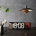 thumbnail image 1 of 1 Pc Large LED Digital Wall Clock — 9.4in x 3.1in, Displays Time Date Temperature Humidity, Adjustable Brightness, USB/Battery Powered for Office Home Decor(Red), 1 of 6