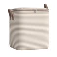 thumbnail image 1 of 1 Pc Laundry Hamper Large Collapsible Laundry Basket, Freestanding Waterproof Clothes Hamper Storage with Easy Carry Handles for Clothes in Bedroom Bathroom College Dorm for Adults, Beige Stripes, 1 of 4
