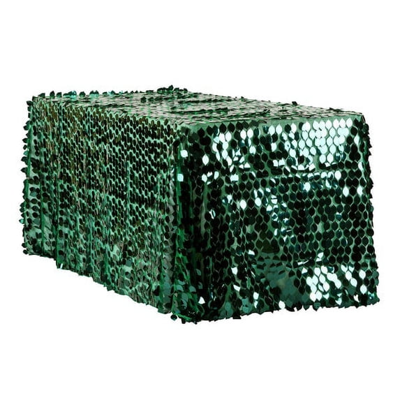 1 Pc, Leaf Payette Sequin Tablecloth 90"X156" Rectangular - Emerald Green for Party, Wedding and Events Décor