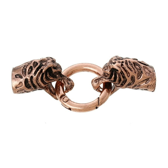 1 Pc Leopard Head Hook Clasp Antique Copper for Leather Bracelet 2-4/8" Fits ...