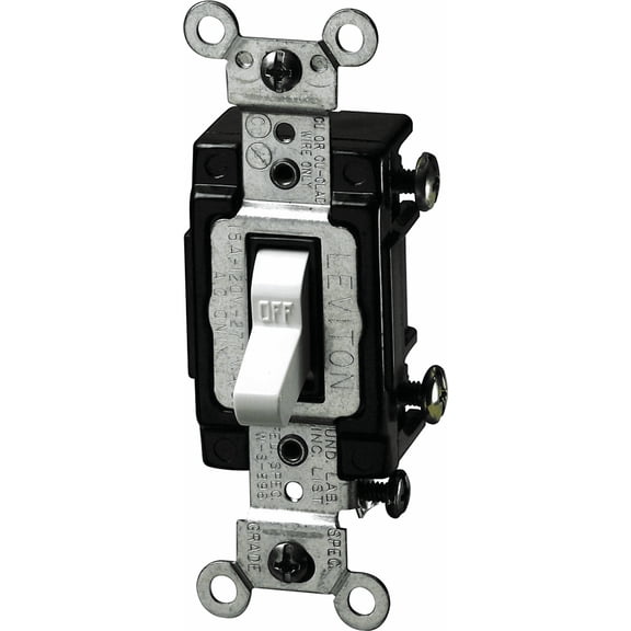 Leviton 15A Toggle Switch in White UL Listed for US Residential Electrical Code Compliance, Drop-in NEC-Standard Wiring