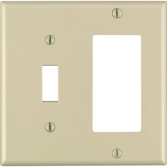 1 Pc, Leviton Decora Ivory 2 Gang Thermoset Plastic Decorator/Toggle Wall Plate 1 Pk