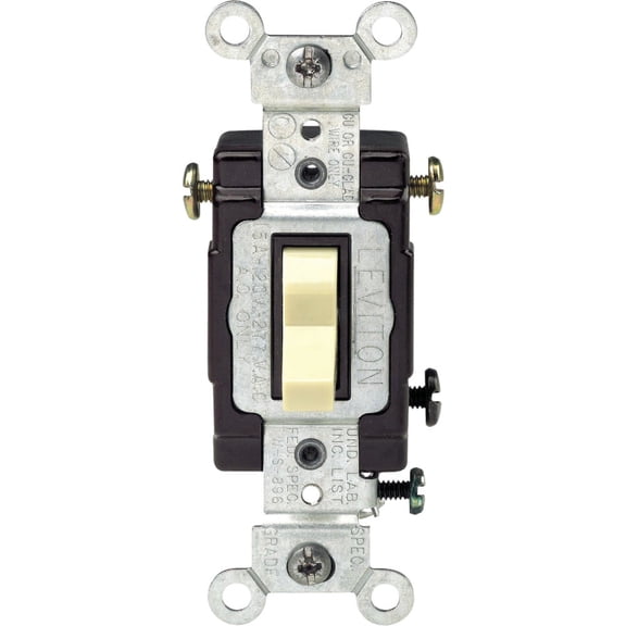Leviton Illuminated Grounded Toggle Switch - 15A 3-Way - 1 Pc, Ivory