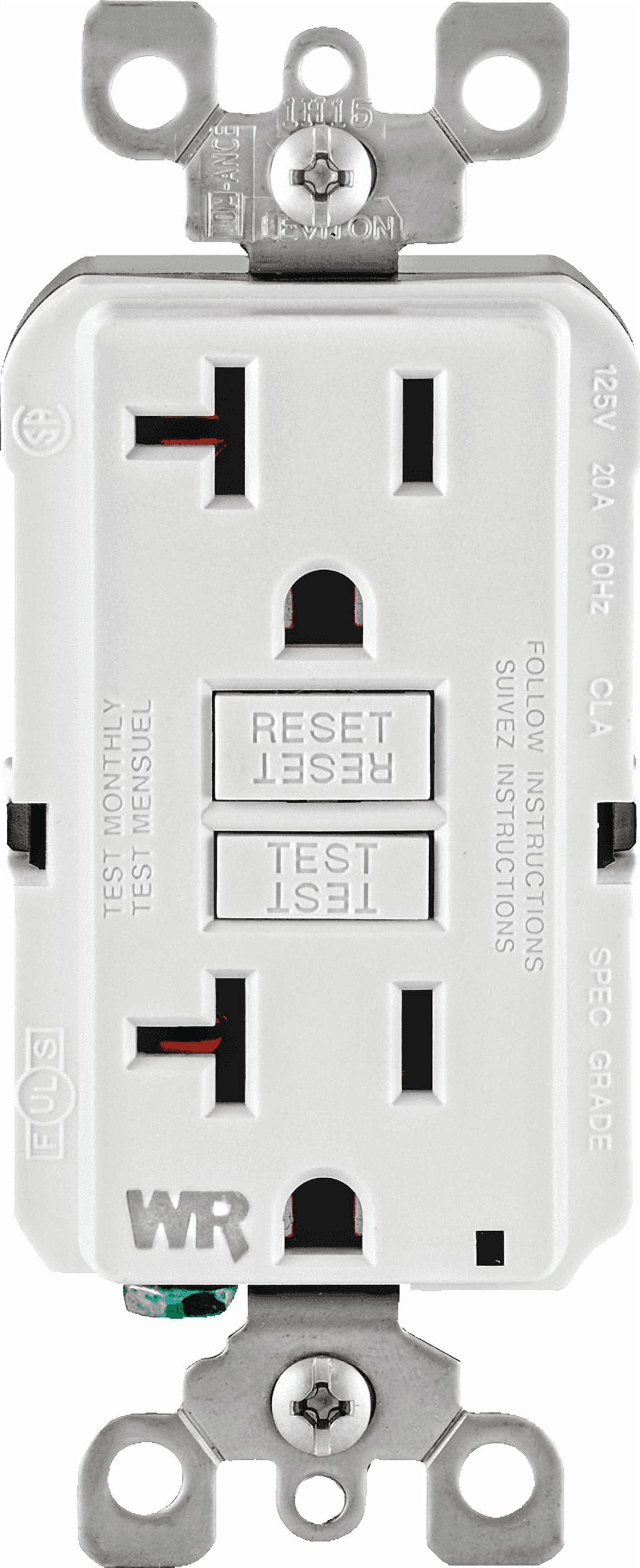 Leviton SmartlockPro Self-Test GFCI Outlet - Tamper & Weather Resistant - 1 Pc, White — Indoor & Outdoor Use, NEC-Compliant