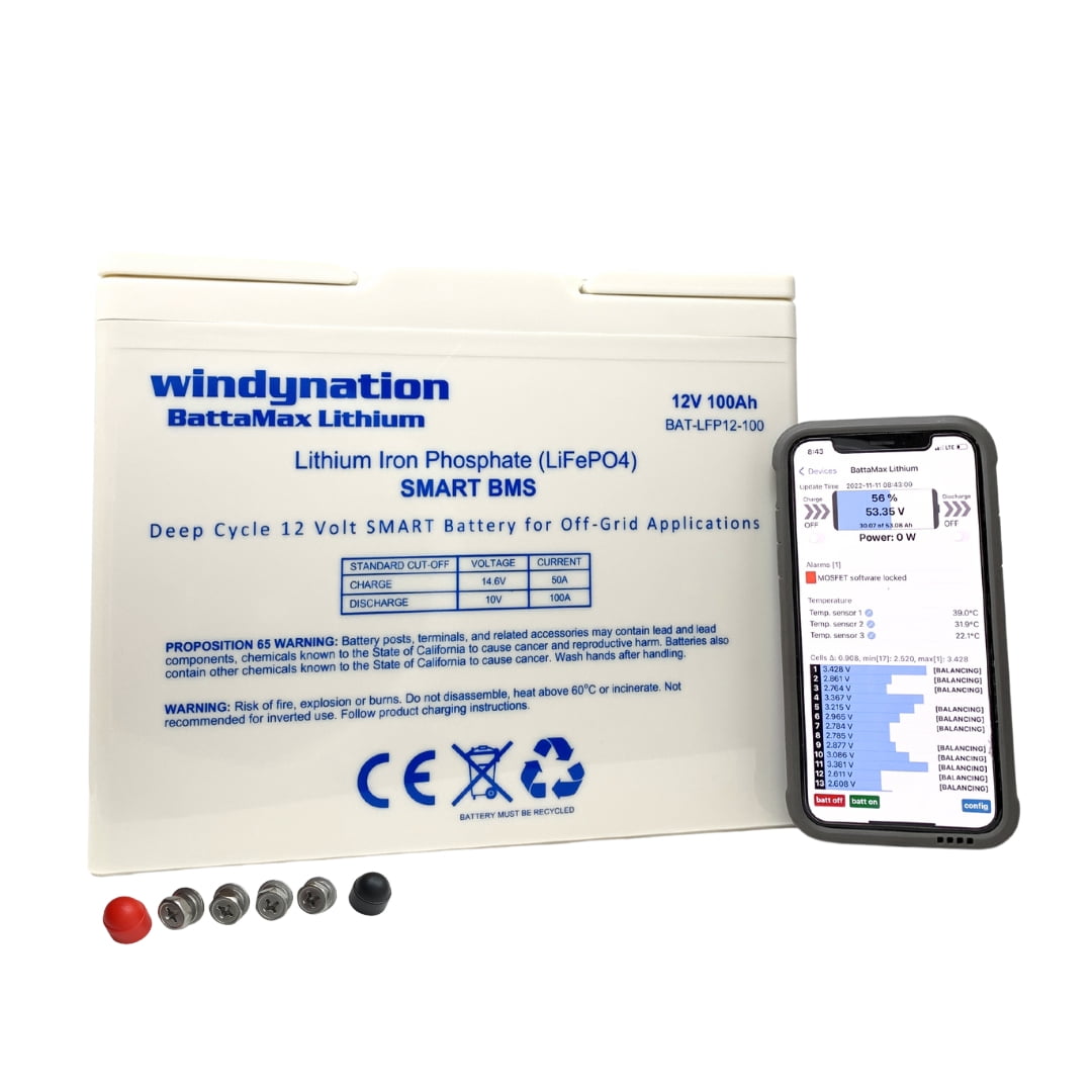 1 Pc Lithium LIFePO4 100ah 12 Volt BattaMax 4000 Cycles Battery