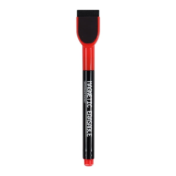 1 Pc Magnetic Dry Erase Marker Low Odor Whiteboard Marker Fine Tip Whiteboard Markers With Eraser Marker With Eraser Cap Work On White Board, Calendar, Refrigerator, 5.79 Inch, Red