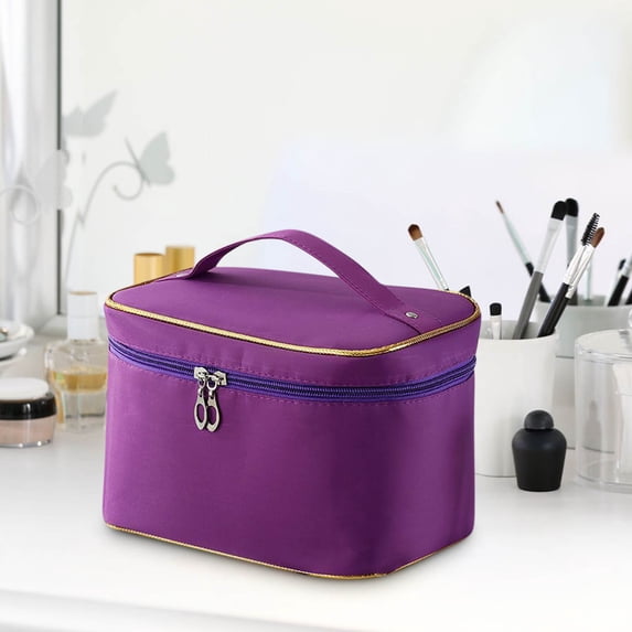 1 Pc Makeup Travel Bag — 8.7in x 5.9in x 6.3in, Portable Large Capacity Organizer Pouch, Washable for Daily Use & Storage(Purple)