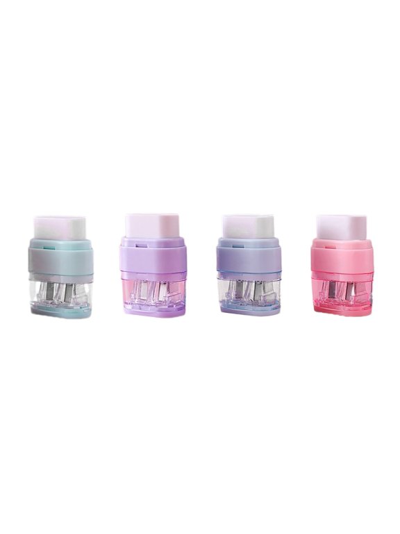 1 Pc Manual Pencil Sharpener with Eraser, 2 Sharpening Holes Sharpener with Canister, Multi-Function 2-in-1 Pencil Sharpener and Eraser for Work and Home Supplies, 1.57x0.9x2.44 inch, Random Color