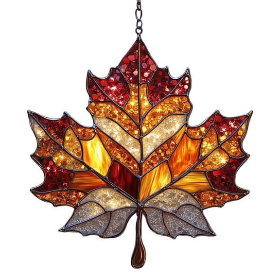 1 Pc Maple Fall Leaves Suncatcher for Window Hanging, 3.9 in Fall Maple Leaf Decorations, Autumn Leaf Acrylic Ornament, Halloween Stained Glass Decorations, Maple Leaves Decor, Fall Tree Ornaments