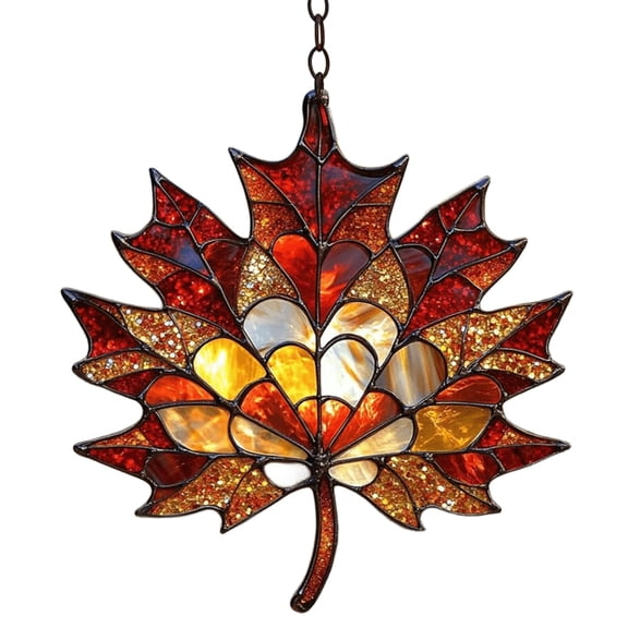 1 Pc Maple Fall Leaves Suncatcher for Window Hanging, 3.9 in Fall Maple Leaf Decorations, Autumn Leaf Acrylic Ornament, Halloween Stained Glass Decorations, Maple Leaves Decor, Fall Tree Ornaments