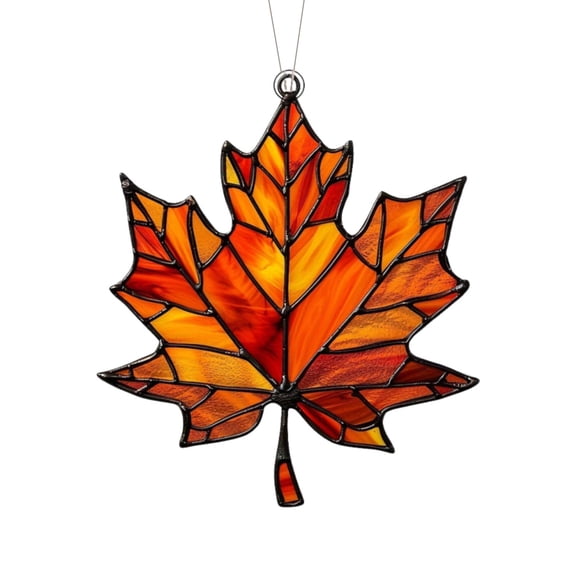 1 Pc Maple Leaves Stained Glass Window Hanging, 3.9 x 3.4"Fall Leaf Decorations, Autumn Leaf Acrylic Ornament, Maple Leaves Decor, Halloween Stained Glass Decorations, Fall Tree Ornaments