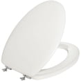 thumbnail image 1 of Mayfair Elongated Closed Front Toilet Seat - Molded Wood, Chrome Hinges - 1 Pc, White — Standard Mounting Hardware, Drop-In Replacement, 1 of 1