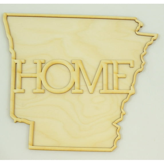 1 Pc, Medium 1/4 Inch Thick Arkanas State Cutouts w/"Home" Great For Quick & Easy Project Making
