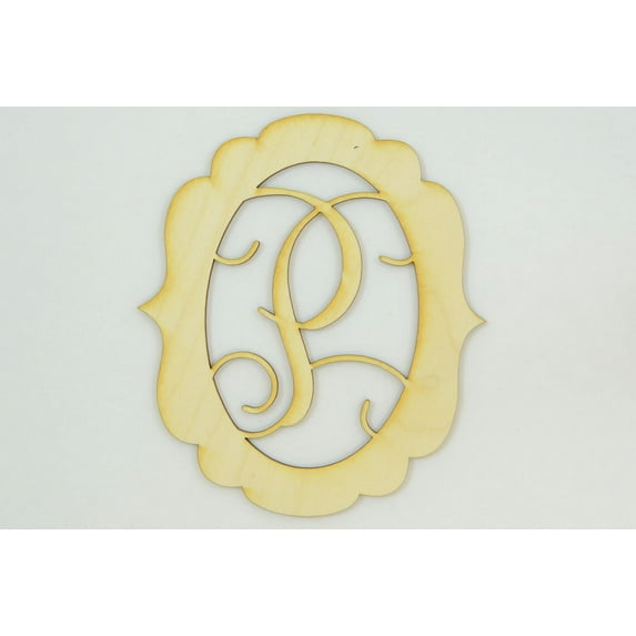 1 Pc, Medium 10.5" X 12" X 1/8 Inch Thick Framed Monogram w/Vine Font Letter P For Party & Home Decor