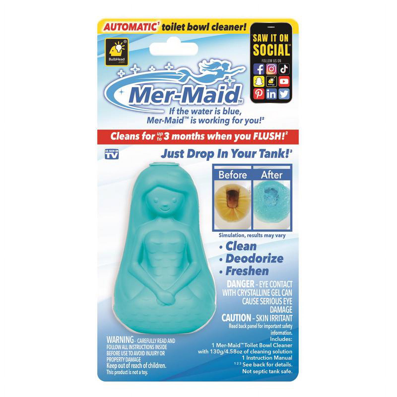 1 Pc, Mer-Maid No Scent Automatic Toilet Bowl Cleaner 4.58 Oz Solid