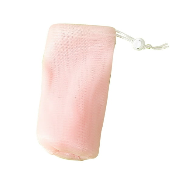 1 Pc Mesh Bar Soap Pouch - Exfoliating Mesh Soap Bag - Bubble Foam Net Bag for Shower Saver Pouch - Flexible Drawstring Holder - Portable Travel Case, 3.54X6.29 Inch, Pink