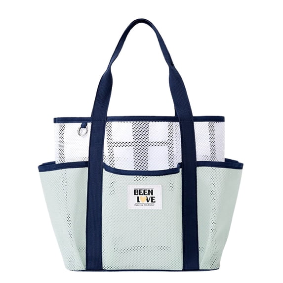 1 Pc Mesh Beach Bag with Zipper Large Beach Tote for Women Beach Bags Waterproof Sandproof Toys Pool Swim Bag Travel Vacation Cruise Essentials, 11.22x7.09x11.02 Inch, Light Green