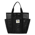 thumbnail image 1 of 1 Pc Mesh Beach Bag with Zipper Large Beach Tote for Women Beach Bags Waterproof Sandproof Toys Pool Swim Bag Travel Vacation Cruise Essentials, 11.22x7.09x11.02 Inch, Black, 1 of 5