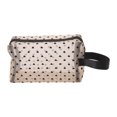 thumbnail image 1 of 1 Pc Mesh Flocking Heart Pattern Makeup Bag for Vacation Beige Mesh Fabric, 1 of 6