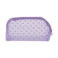 thumbnail image 1 of 1 Pc Mesh Flocking Heart Pattern Makeup Bag for Vacation Business Travel Purple Mesh Fabric, 1 of 6