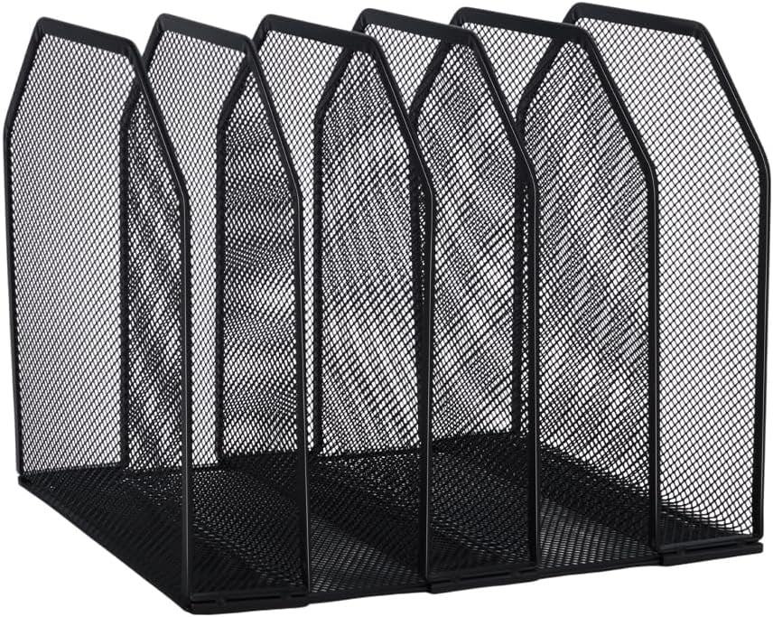 1 Pc Metal 5 Section File Folder Organizer for Desk Black Detachable ...