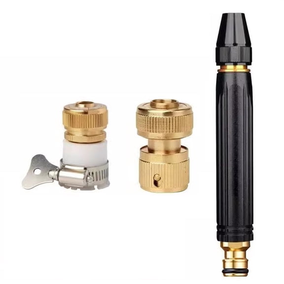 1 Pc Metal Garden Sprayer Nozzle High Pressure, 2 Spray Patterns Home High-Pressure Car Wash Water Gun with Booster Nozzle Car Wash Water Gun & Hose Set for Car & Garden Use, 0.94"x6.45", Black
